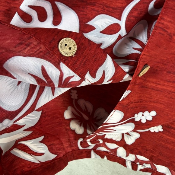 Extreme Gear Vintage Shirt Mens Small Red White Hibiscus Hawaiian Floral Y2K - Picture 5 of 7